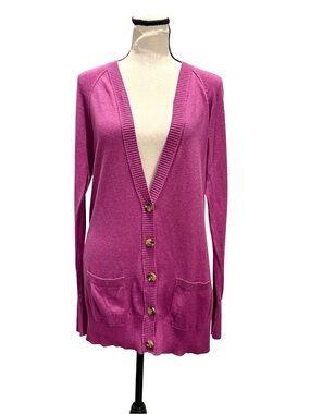 NWT Mossimo Supply Co Purple Longline Button Front Cardigan Sweater Large